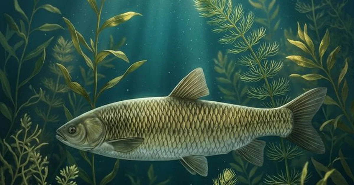 Grass carp (Ctenopharyngodon idella) among aquatic vegetation