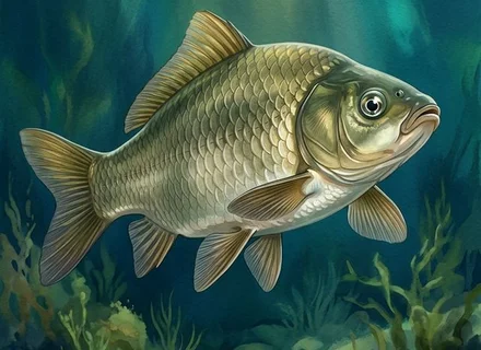 Babuška (Carassius gibelio) u plitkoj vodi