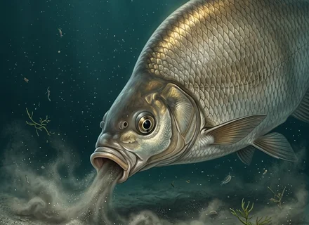 Common bream (Abramis brama) swimming near a muddy bottom