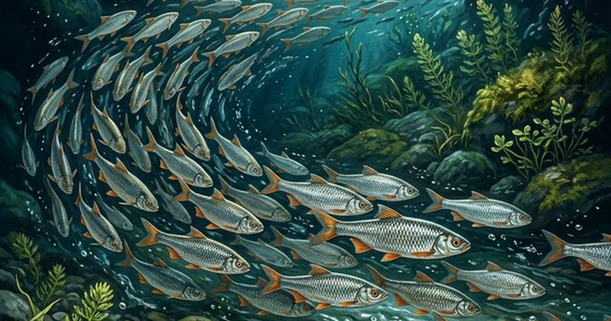 Cactus roach (Rutilus virgo) in fast-flowing water over rocky substrate