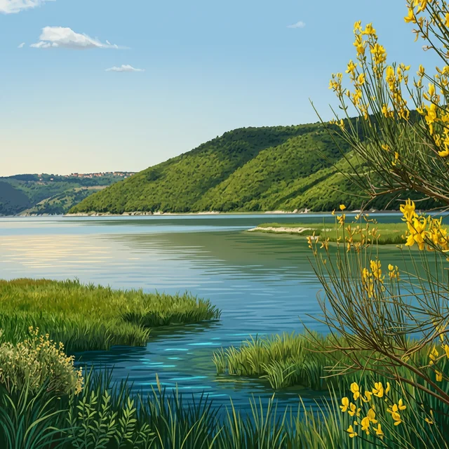 Ilustrirani prikaz rijeke Raša kod lokacije Potpićan za postaju Raša - Potpićan