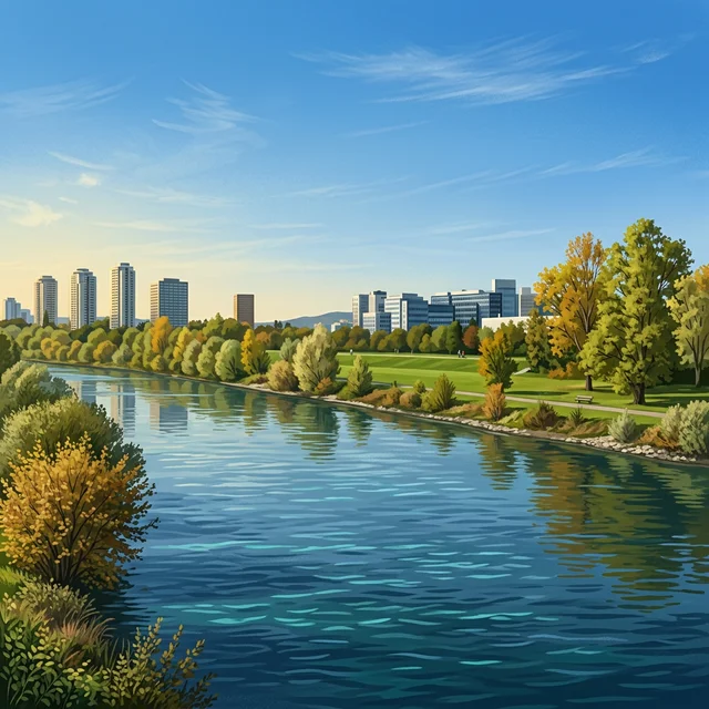 Ilustrirani prikaz rijeke Sava kod lokacije Zagreb za postaju Sava - Zagreb